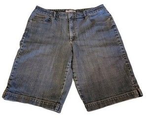 Chicos Platinum Denim Jean Shorts Size 2 11.5 Inseam Blue
